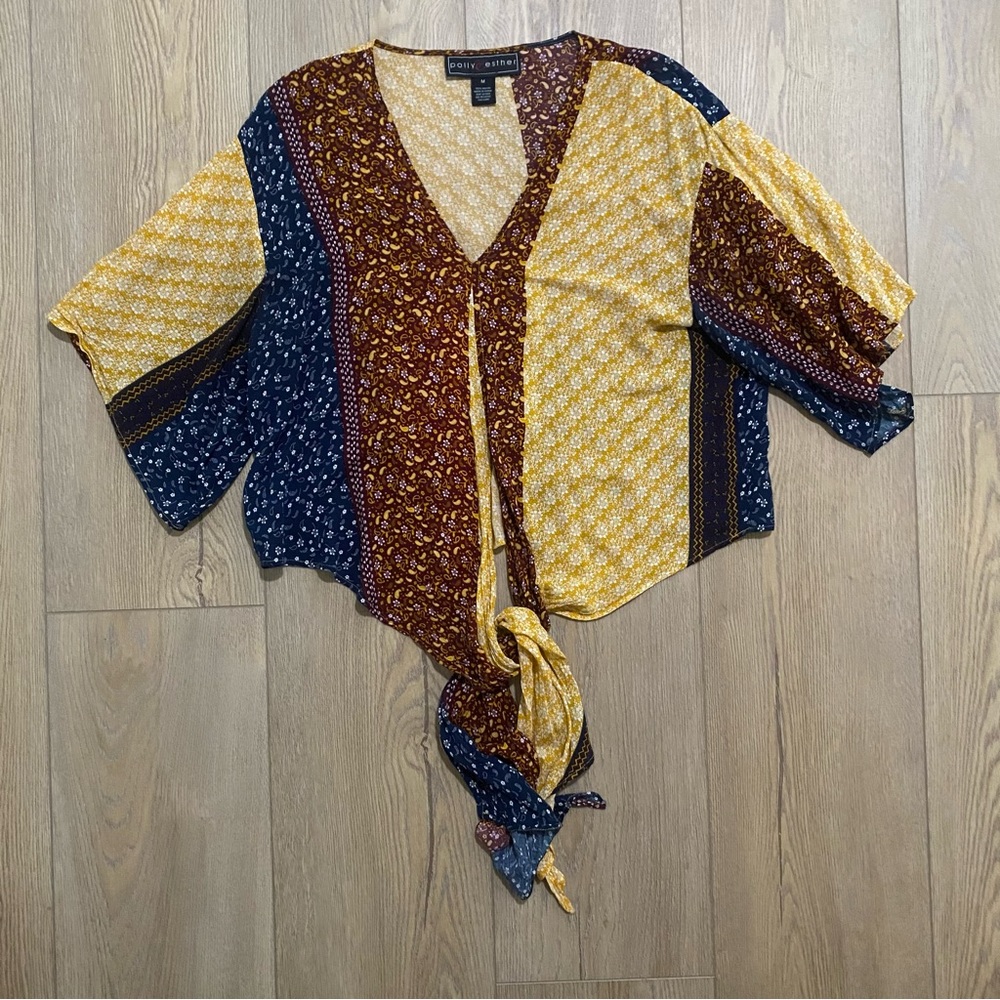 Polly & Esther Tie Front Blouse